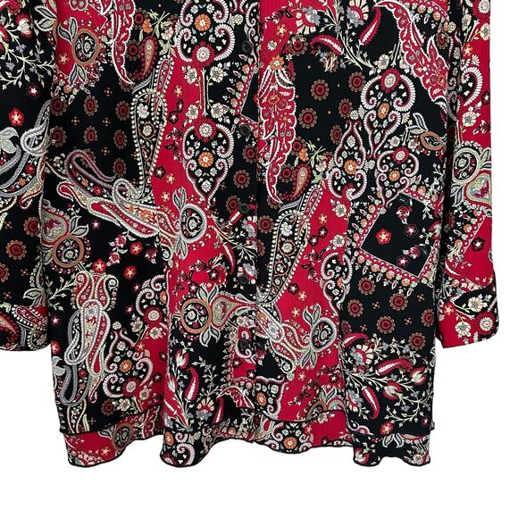 CJ Banks Top Womens 3X Floral Paisley Multicolor Career Casual Office Button Up - Picture 4 of 7